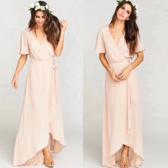 Show me Your Mumu SMYM Sophia wrap dress in dusty blush NEW LARGE - Picture 1 of 7